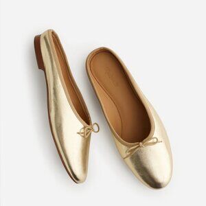 Madewell Metallic Gold Leather Slip-On Mules